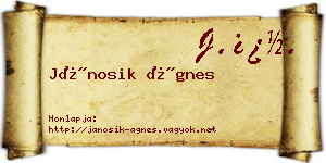 Jánosik Ágnes névjegykártya